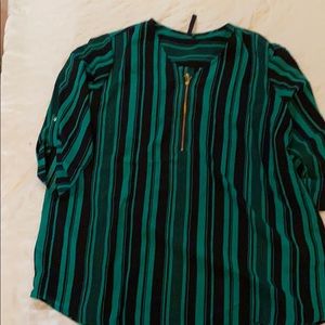 Cathy Green and Black Blouse